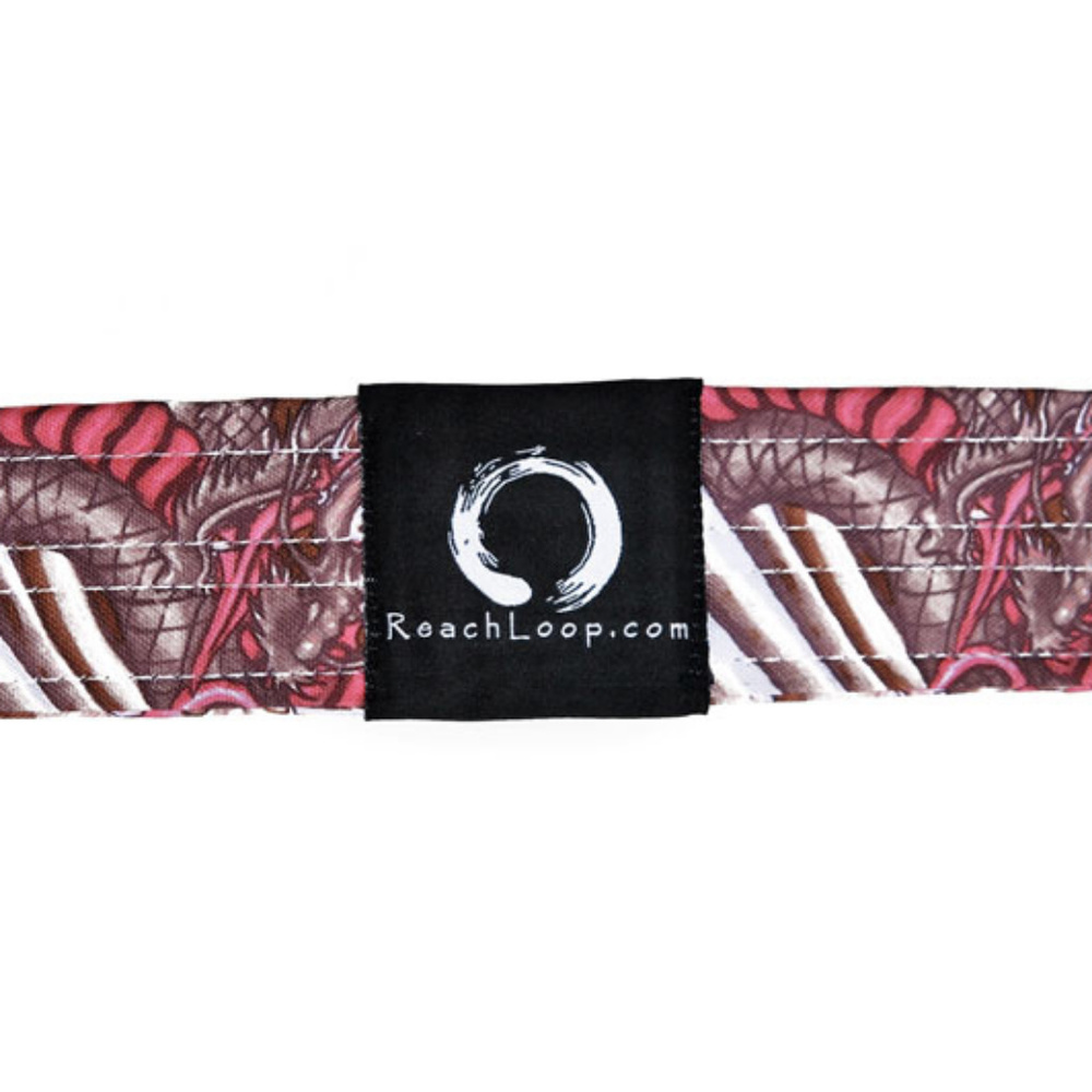 20" Reach Loop Yoga / Stretching Strap / Band - Pink Dragon